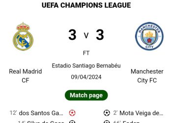  A Night of Thrills and Missed Chances: Real Madrid Hold City to a 3-3 Draw in Champions League Epic (LIVE UPDATES)